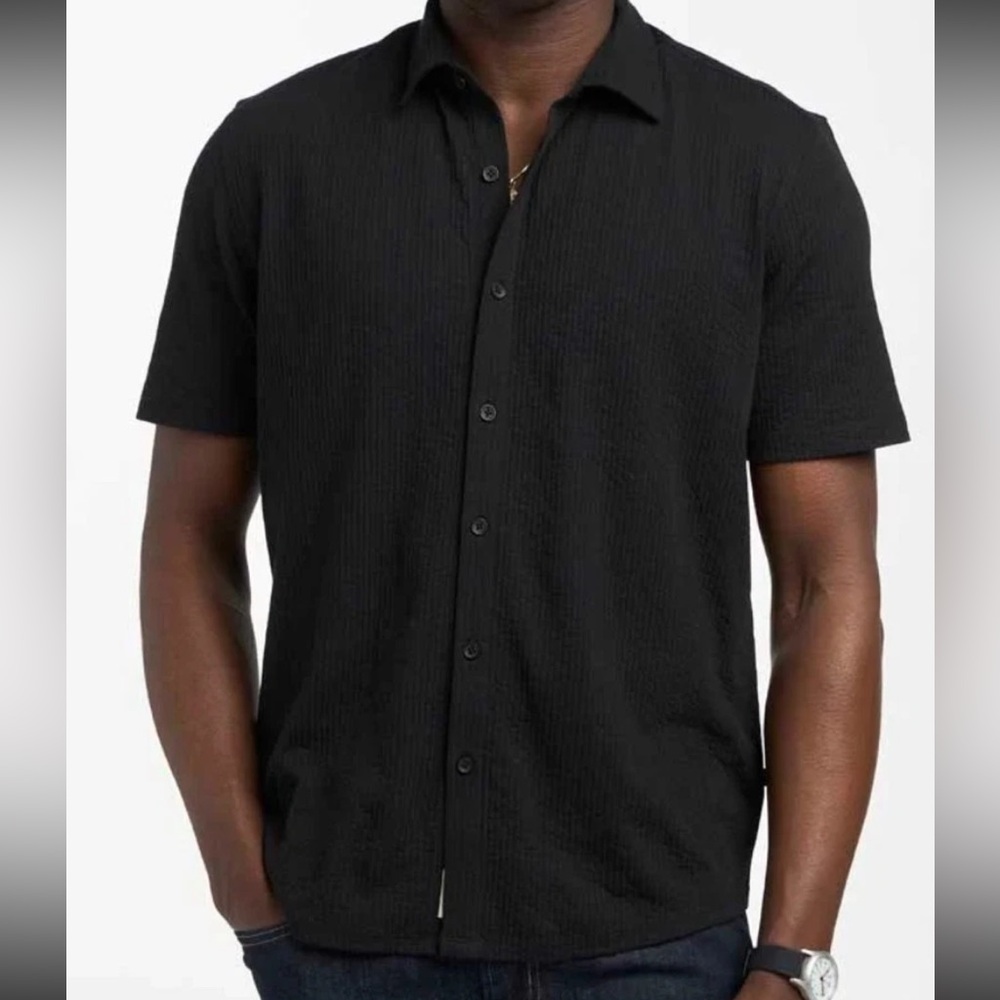 NWT Civil Society Worley Black Casual Button Down Shirt Short Sleeve Size Large